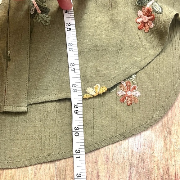 Anthro’s Fig and Flower Green Embroidered Long Sleeve Button Down Shirt,Size S - Picture 8 of 10